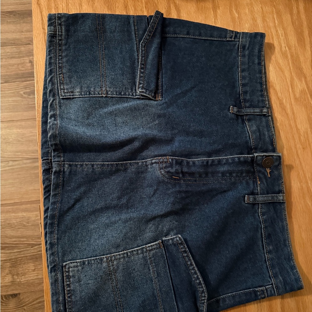 Dark Blue Denim Skirt with Pockets
